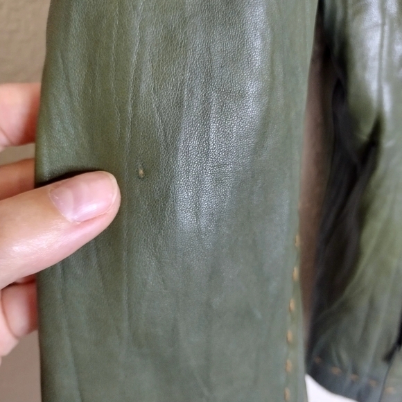american modern alexander julian buttery soft green leather moto jacket sz S - Picture 6 of 13